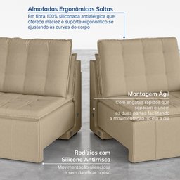 Sofá Cama Retrátil e Reclinável 3 Lugares 200cm em Veludo Palmeira CabeCasa MadeiraMadeira - 8