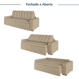 Sofá Cama Retrátil e Reclinável 3 Lugares 200cm em Veludo Palmeira CabeCasa MadeiraMadeira - 5