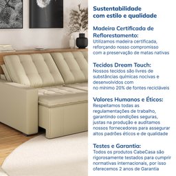 Sofá Cama Retrátil e Reclinável 3 Lugares 200cm em Veludo Palmeira CabeCasa MadeiraMadeira - 10