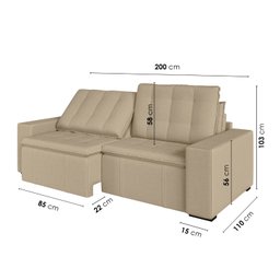 Sofá Cama Retrátil e Reclinável 3 Lugares 200cm em Veludo Palmeira CabeCasa MadeiraMadeira - 4
