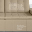 Ver mais imagens de Sofá Cama Retrátil e Reclinável 3 Lugares 200cm em Veludo Palmeira CabeCasa MadeiraOriginals Bege