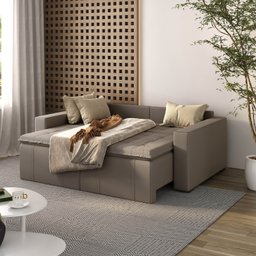 Sofá Cama Retrátil e Reclinável 3 Lugares 200cm em Veludo Palmeira CabeCasa MadeiraMadeira - 3
