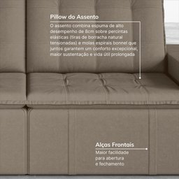 Sofá Cama Retrátil e Reclinável 3 Lugares 200cm em Veludo Palmeira CabeCasa MadeiraMadeira - 7