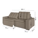 Ver imagem 4 de Sofá Cama Retrátil e Reclinável 3 Lugares 200cm em Veludo Palmeira CabeCasa MadeiraOriginals Castor