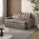 Ver imagem 1 de Sofá Cama Retrátil e Reclinável 3 Lugares 200cm em Veludo Palmeira CabeCasa MadeiraOriginals Castor