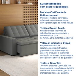 Sofá Cama Retrátil e Reclinável 3 Lugares 200cm em Veludo Palmeira CabeCasa MadeiraMadeira - 10
