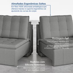 Sofá Cama Retrátil e Reclinável 3 Lugares 200cm em Veludo Palmeira CabeCasa MadeiraMadeira - 8