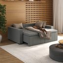Ver imagem 5 de Sofá Cama Retrátil e Reclinável 3 Lugares Veludo Cinza Palmeira 200cm CabeCasa MadeiraOriginals