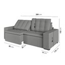Ver imagem 4 de Sofá Cama Retrátil e Reclinável 3 Lugares Veludo Cinza Palmeira 200cm CabeCasa MadeiraOriginals