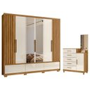 Ver imagem 4 de Guarda Roupa Casal Amazonas e Cômoda Lisboa Freijó Off White com Espelho - Moval