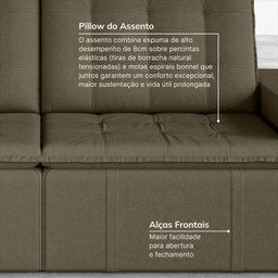 Sofá Cama Retrátil e Reclinável 3 Lugares 200cm em Veludo Palmeira CabeCasa MadeiraMadeira - 7