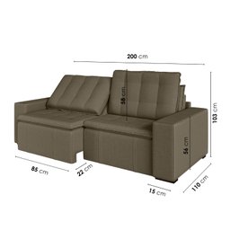 Sofá Cama Retrátil e Reclinável 3 Lugares 200cm em Veludo Palmeira CabeCasa MadeiraMadeira - 4