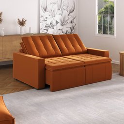 Sofá Cama Retrátil e Reclinável 3 Lugares 200cm em Veludo Palmeira CabeCasa MadeiraMadeira - 2