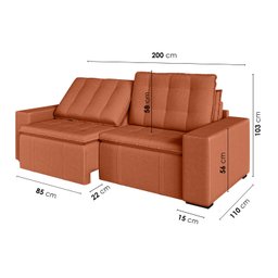 Sofá Cama Retrátil e Reclinável 3 Lugares 200cm em Veludo Palmeira CabeCasa MadeiraMadeira - 4