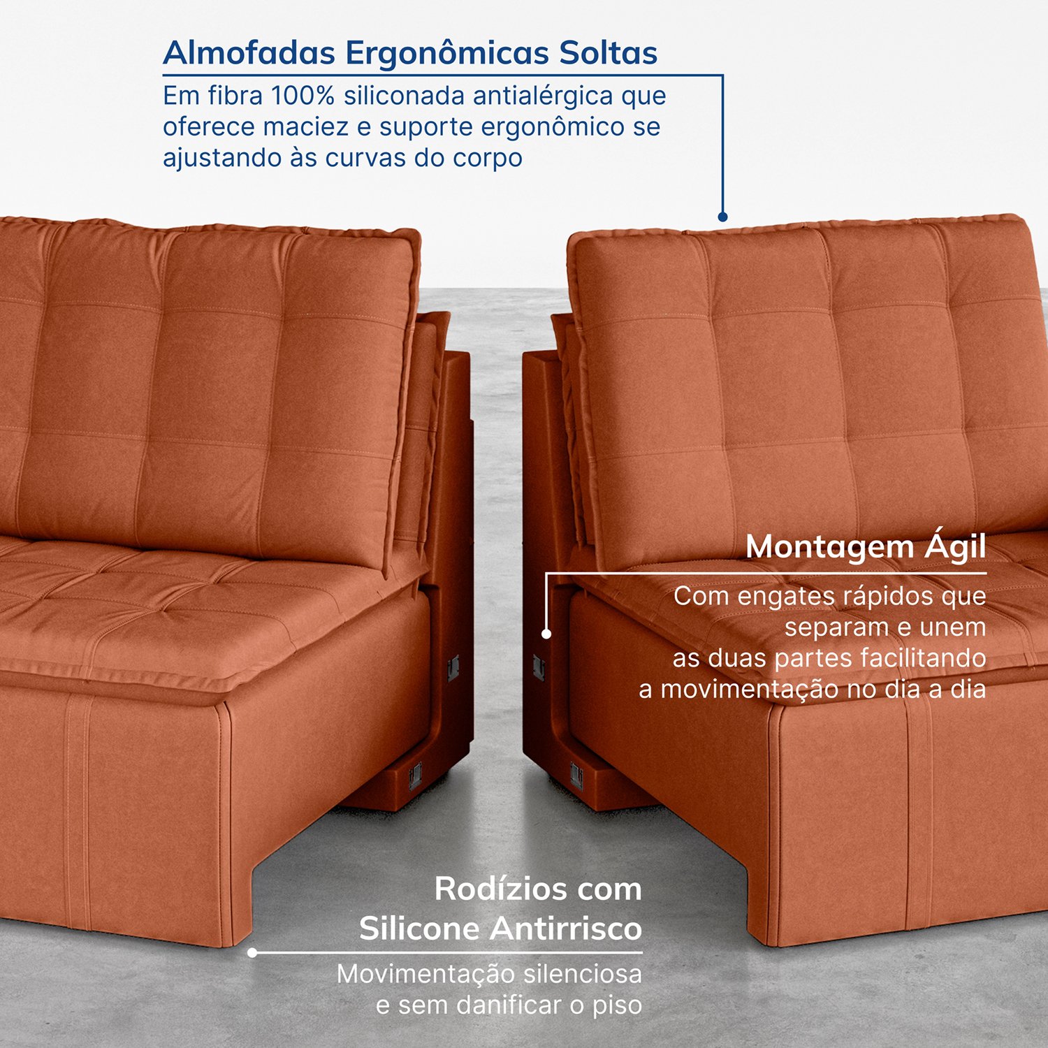 Sofá Cama Retrátil Palmeira 3 Lugares 200cm em Veludo CabeCasa MadeiraMadeira - 8