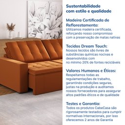 Sofá Cama Retrátil e Reclinável 3 Lugares 200cm em Veludo Palmeira CabeCasa MadeiraMadeira - 10