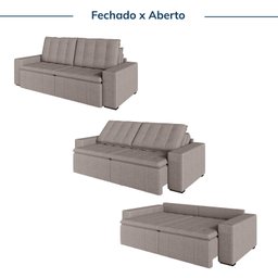 Sofá Cama Retrátil Palmeira 3 Lugares 200cm em Linho CabeCasa MadeiraMadeira - 5