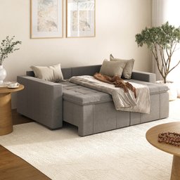 Sofá Cama Retrátil Palmeira 3 Lugares 200cm em Linho CabeCasa MadeiraMadeira - 3