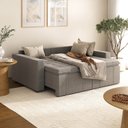 Ver imagem 3 de Sofá Cama Retrátil e Reclinável 3 Lugares 200cm em Linho Palmeira CabeCasa MadeiraOriginals