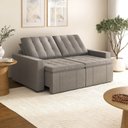 Ver imagem 1 de Sofá Cama Retrátil e Reclinável 3 Lugares Linho Marrom Palmeira 200cm CabeCasa MadeiraOriginals