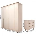 Ver imagem 4 de Guarda-roupa Casal Dubai 6 Portas 4 Gavetas com Cômoda 6 Gavetas 100% Mdf Branco/olmo - Panorama Móv