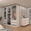 Ver imagem 2 de Guarda-roupa Casal Dubai 6 Portas 4 Gavetas com Cômoda 6 Gavetas 100% Mdf Branco/olmo - Panorama Móv