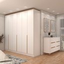 Ver imagem 1 de Guarda-roupa Casal Dubai 6 Portas 4 Gavetas com Cômoda 6 Gavetas 100% Mdf Branco/olmo - Panorama Móv