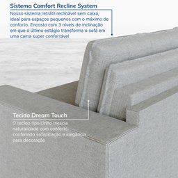 Sofá Cama Retrátil e Reclinável 3 Lugares 200cm em Linho Palmeira CabeCasa MadeiraMadeira - 6