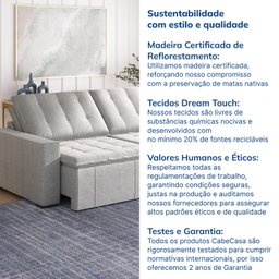 Sofá Cama Retrátil e Reclinável 3 Lugares 200cm em Linho Palmeira CabeCasa MadeiraMadeira - 10