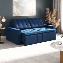 Sofá Cama Retrátil e Reclinável 3 Lugares 220cm em Veludo Palmeira CabeCasa MadeiraMadeira - 2