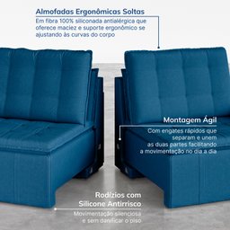 Sofá Cama Retrátil e Reclinável 3 Lugares 220cm em Veludo Palmeira CabeCasa MadeiraMadeira - 8