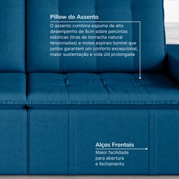 Sofá Cama Retrátil e Reclinável 3 Lugares 220cm em Veludo Palmeira CabeCasa MadeiraMadeira - 7