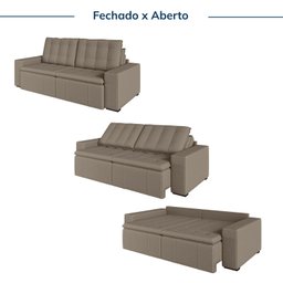 Sofá Cama Retrátil e Reclinável 3 Lugares 220cm em Veludo Palmeira CabeCasa MadeiraMadeira - 5