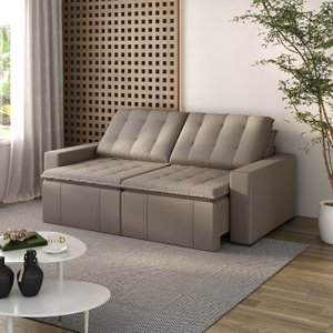 Sofá Cama Retrátil e Reclinável 3 Lugares 220cm em Veludo Palmeira CabeCasa MadeiraMadeira