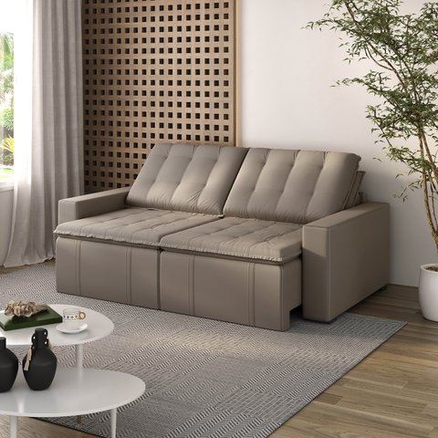 Sofá Cama Retrátil e Reclinável 3 Lugares 220cm em Veludo Palmeira CabeCasa MadeiraOriginals