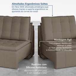 Sofá Cama Retrátil e Reclinável 3 Lugares 220cm em Veludo Palmeira CabeCasa MadeiraMadeira - 8