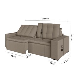 Sofá Cama Retrátil e Reclinável 3 Lugares 220cm em Veludo Palmeira CabeCasa MadeiraMadeira - 4