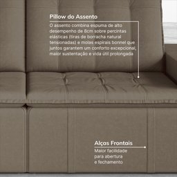 Sofá Cama Retrátil e Reclinável 3 Lugares 220cm em Veludo Palmeira CabeCasa MadeiraMadeira - 7