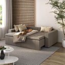 Ver imagem 3 de Sofá Cama Retrátil e Reclinável 3 Lugares 220cm em Veludo Palmeira CabeCasa MadeiraOriginals Castor