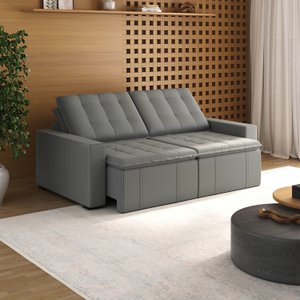 Sofá Cama Retrátil e Reclinável 3 Lugares 220cm em Veludo Palmeira CabeCasa MadeiraMadeira