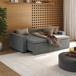 Sofá Cama Retrátil e Reclinável 3 Lugares 220cm em Veludo Palmeira CabeCasa MadeiraMadeira - 3