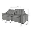 Ver imagem 4 de Sofá Cama Retrátil e Reclinável 3 Lugares 220cm em Veludo Palmeira CabeCasa MadeiraOriginals Cinza