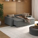 Ver imagem 3 de Sofá Cama Retrátil e Reclinável 3 Lugares 220cm em Veludo Palmeira CabeCasa MadeiraOriginals Cinza