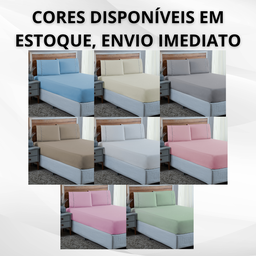 Conjunto Lençol King Size Ponto Palito 300 Fios com Elástico 3 Peças:cinza - 8