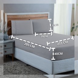 Conjunto Lençol King Size Ponto Palito 300 Fios com Elástico 3 Peças:cinza - 6