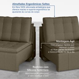 Sofá Cama Retrátil e Reclinável 3 Lugares 220cm em Veludo Palmeira CabeCasa MadeiraMadeira - 8