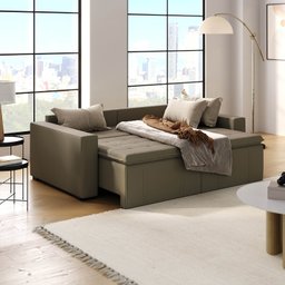 Sofá Cama Retrátil e Reclinável 3 Lugares 220cm em Veludo Palmeira CabeCasa MadeiraMadeira - 3