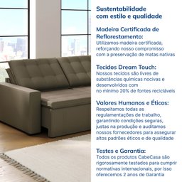 Sofá Cama Retrátil e Reclinável 3 Lugares 220cm em Veludo Palmeira CabeCasa MadeiraMadeira - 10