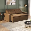 Ver imagem 1 de Sofá Cama Retrátil e Reclinável 3 Lugares 220cm em Veludo Palmeira CabeCasa MadeiraOriginals Marrom
