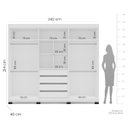 Ver imagem 4 de Roupeiro Casal Porto 6 Portas com Espelho 242x214cm Branco/Azul 240848